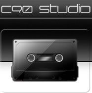 Schwarzes Kassettendesign mit "c90 studio" Schriftzug oben.