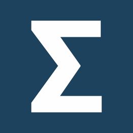 Griechischer Buchstabe Sigma in Weiß auf blauem Hintergrund.