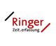 Logo mit Text "Ringer Zeit.erfassung" in Rot und Schwarz, getrennt durch diagonale Linien.