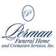 Logo of Perman Funeral Home and Cremation Services, Inc., with elegant script and blue typography.