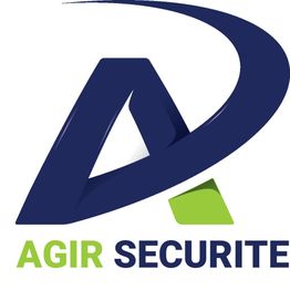 Logo de l'entreprise Agir Sécurité, lettres stylisées en bleu et vert.