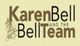 Text logo reads "Karen Bell and the Bell Team" with a bell illustration on a beige background.