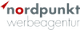 Logo der Werbeagentur "nordpunkt" mit rotem Akzent und grauem Schriftzug auf weißem Hintergrund.