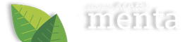 Logo de "Clínica Dental Menta" con hojas verdes a la izquierda.
