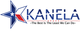 Star-shaped logo with "KANELA" text, featuring a Texas flag design.