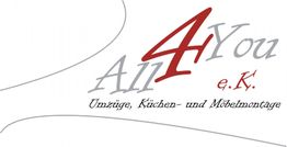 Logo mit Schriftzug: "All4You e.K. Umzüge, Küchen- und Möbelmontage".