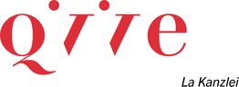 Roter Schriftzug "qıvıe" mit schwarzem Text "La Kanzlei" daneben, auf weißem Hintergrund.