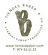 Logo de Tiendas Baber con texto: libros, vinos, productos D.O. y contacto web y teléfono.