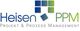 Logo mit Schriftzug "Heisen PPM", Projekt & Prozess Management, blauwe-grüne Quadrate oben.