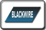 Logo mit dem Text "BLACKWIRE" auf einem schrägen blauen Rechteckhintergrund.