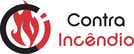 Logo com círculo, chama vermelha e texto "Contra Incêndio".