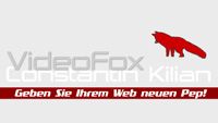 Logo mit rotem Fuchs, Text: "VideoFox Constantin Kilian - Geben Sie Ihrem Web neuen Pep!".