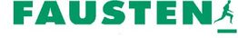 Grüner Schriftzug "FAUSTEN" mit springender Figur am rechten Rand.