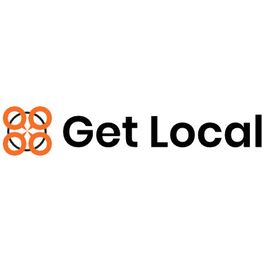Logo with orange circles and black text: "Get Local".