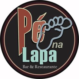 Logotipo redondo do "Pé na Lapa Bar & Restaurante" com ilustração de um pé.