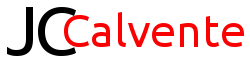 Logo con el texto "Calvente" en letras negras y rojas, con tipografía moderna y minimalista.