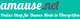 Logo von amause.net, einem Online-Shop für Damenmode in Übergrößen, auf türkisem Hintergrund.