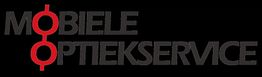 "Logo van Mobiele Optiekservice met rode bril in de tekst."