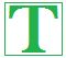 Grüner Buchstabe "T" in einem quadratischen Rahmen auf weißem Hintergrund.