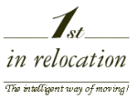 Textlogo mit Aufschrift: "1st in relocation. The intelligent way of moving!"