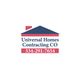 Logo of Universal Homes Contracting CO with a house design and phone number 334-291-7654.