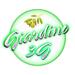 Logo circolare con scritta “Giardino 3G” e ramoscello d'olive al centro.