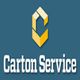 Logo of Carton Service with a yellow and white box design on a blue background.