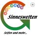 Bunter Pfeil mit "Sinneswelten" Logo und Text "Seifen und mehr..." darunter.