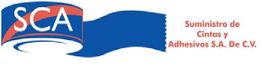 Logo de SCA con forma de cinta y texto: "Suministro de Cintas y Adhesivos S.A. De C.V.".