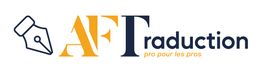 Logo de "AFTraduction" avec plume, texte "pro pour les pros" en bas.