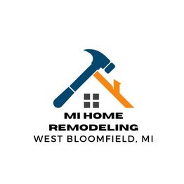 Logo of MI Home Remodeling, West Bloomfield, MI, with a hammer and house design.