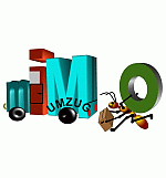 3D-Text "mimo" und "Umzug" mit Ameise, die einen Buchstaben trägt.
