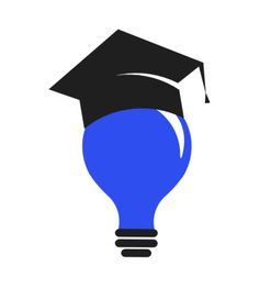 Glühbirne mit Doktorhut, symbolisiert Bildung und Wissen.