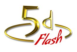 3D-Logo: "5d" in Gold, "Flash" in Rot darunter.