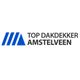 Logo van Top Dakdekker Amstelveen met blauwe driehoek en lijnen.