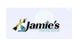 Logo for "Jamie's Cleaning Service" with cartoon character holding broom and mop.