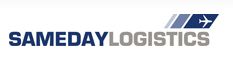 Logo von "Samday Logistics" mit einem stilisierten Flugzeug in Blau und Grautönen.