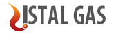 Logo con llama roja y naranja al lado de las palabras "ISTAL GAS" en letras grises.