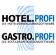 Logos von Hotel.Profi und Gastro.Profi mit blauer Wellenform im Hintergrund.
