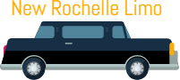 Black limousine with "New Rochelle Limo" text above it.