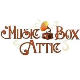"Music Box Attic logo with a vintage gramophone design."