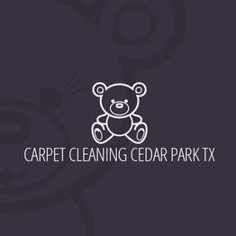 Teddy bear logo with "Carpet Cleaning Cedar Park TX" text on a dark background.