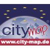 Logo von city-map mit www.city-map.de, Europa-Sternen und einer Weltkarte im Hintergrund.