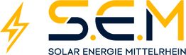 Logo der Firma S.E.M mit Blitzsymbol und Schriftzug "Solar Energie Mittelrhein".