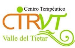Logo de Centro Terapéutico Valle del Tiétar en naranja y verde con un diseño ornamental.