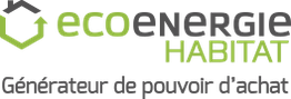 Logo d’Eco Énergie Habitat avec le texte "Générateur de pouvoir d'achat".