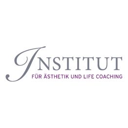 Logo des Instituts für Ästhetik und Life Coaching in Grau und Lila.