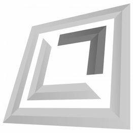 3D-Optische Illusion eines quadratischen Tunnels in Graustufen, räumlich versetzt.