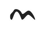 Schwarzes, geschwungenes Symbol auf weißem Hintergrund, ähnelt einem unregelmäßigen "M".