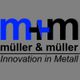 Logo von Müller & Müller mit dem Text "Innovation in Metall" auf grauem Hintergrund.